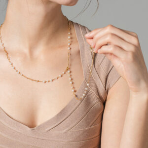 14k Swabrovski Pearl White crystal necklace