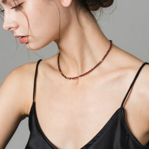 one production*14k Deep garnet necklace